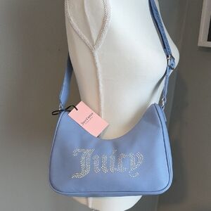 🆕️ Juicy Couture Slate Blue Shoulder Bag/Purse with Rhinestone Logo NWT